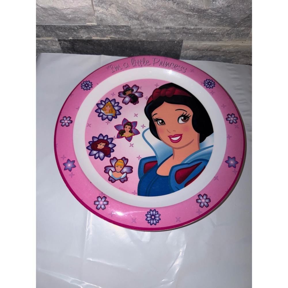 Trudeau Disney Princess Melamine Plate Snow White Cinderella Pink 8 Inch
